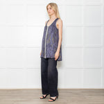 Rag & Bone Grey Bark Print Silk Button Down Tunic Mini Dress