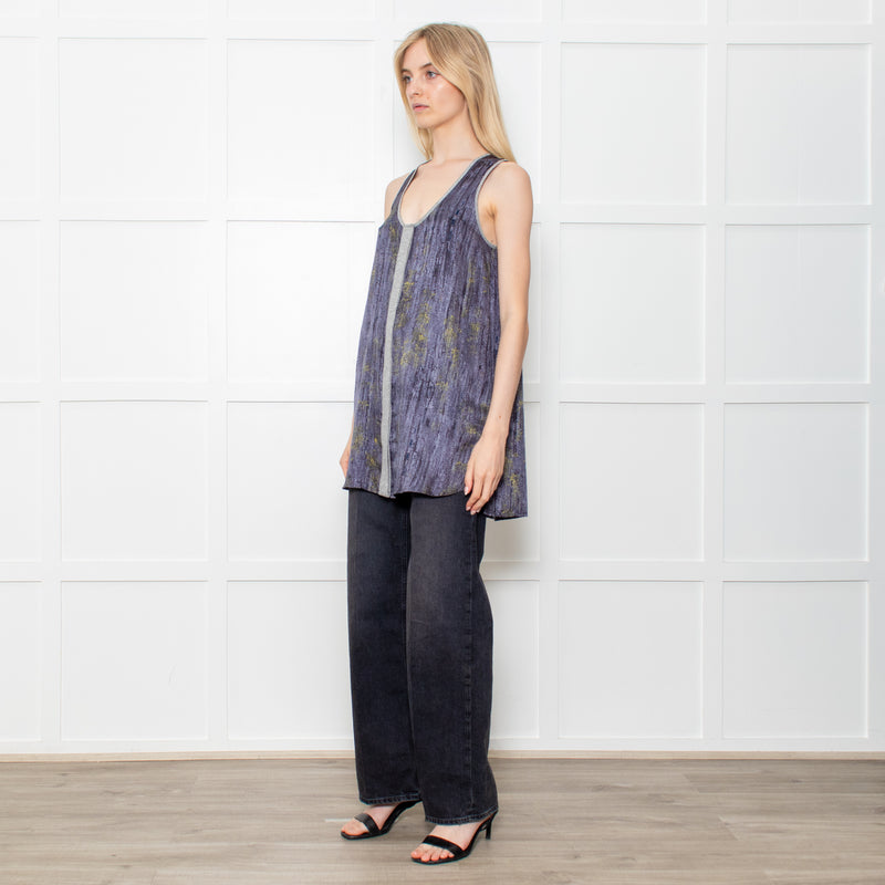 Rag & Bone Grey Bark Print Silk Button Down Tunic Mini Dress