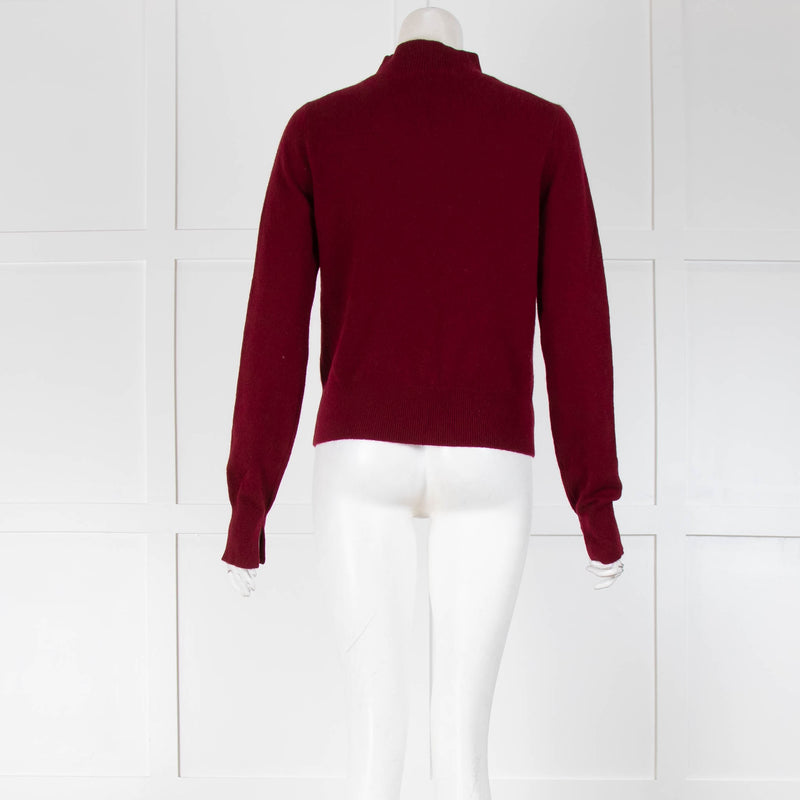 White + Warren Burgundy High Neck Jumper