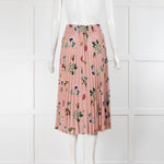Red Valentino Blush Green Floral Pleated Midi Skirt
