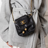 Chanel Black Caviar Leather Vintage Classic Flap Drawstring Crossbody Bag