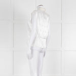 Loretta Caponi Cream Satin Embroidered Sleeveless Blouse