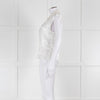 Loretta Caponi Cream Satin Embroidered Sleeveless Blouse