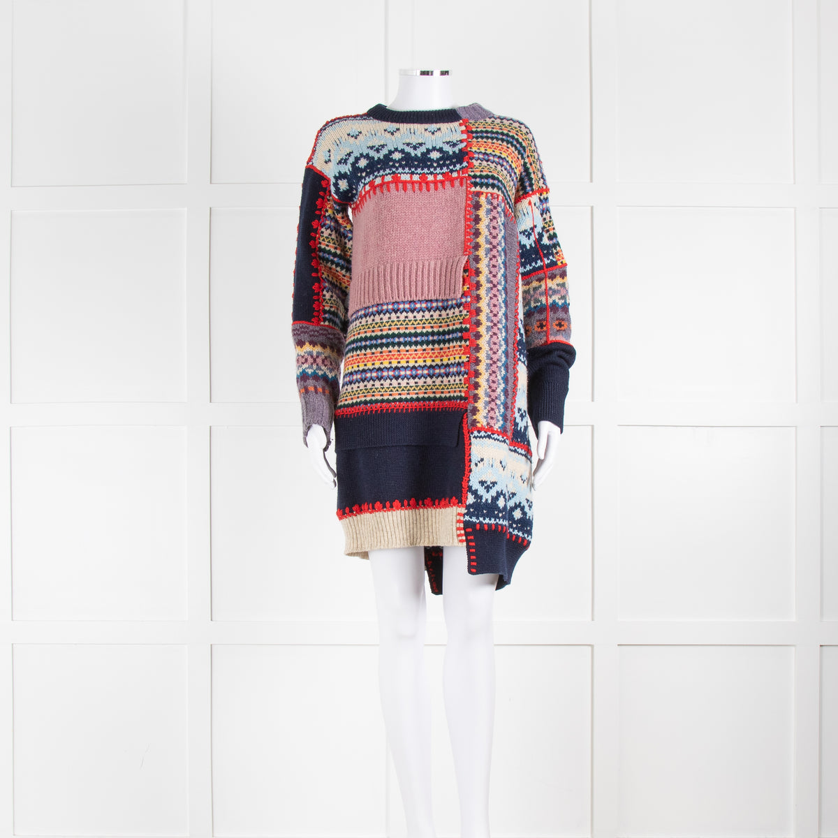 Alexander McQueen Multi Fairisle Patchwork Knitted Dress