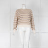 White + Warren Beige, Cream Striped Cashmere Jumper