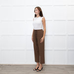 Essentiel Antwerp Brown Check Crop Drawstring Trousers