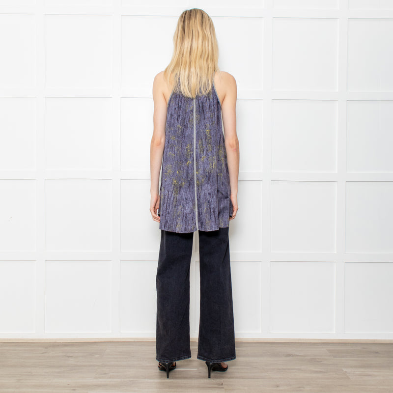 Rag & Bone Grey Bark Print Silk Button Down Tunic Mini Dress
