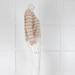 White + Warren Beige, Cream Striped Cashmere Jumper