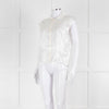 Loretta Caponi Cream Satin Embroidered Sleeveless Blouse