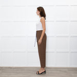 Essentiel Antwerp Brown Check Crop Drawstring Trousers