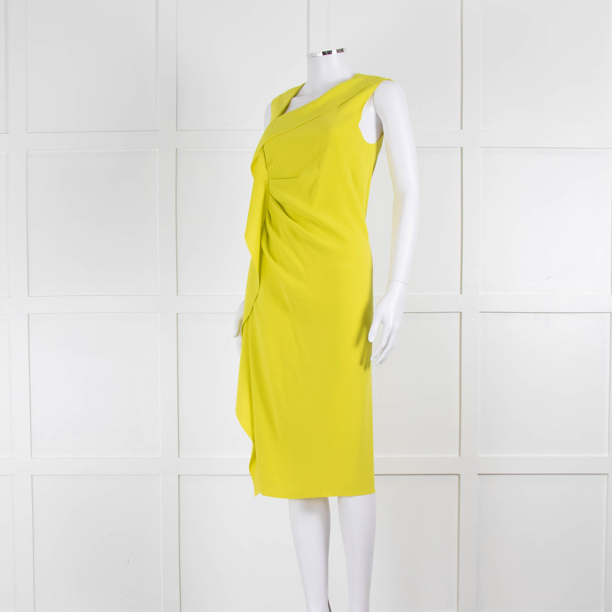 Joseph Lime Green Drape Front Sleeveless Dress