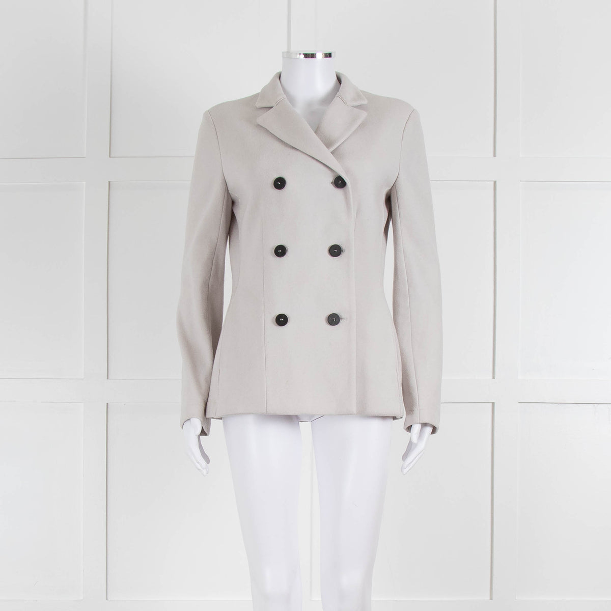 Harris Wharf London Light Grey Soft Cotton Blend Double Breasted Blazer