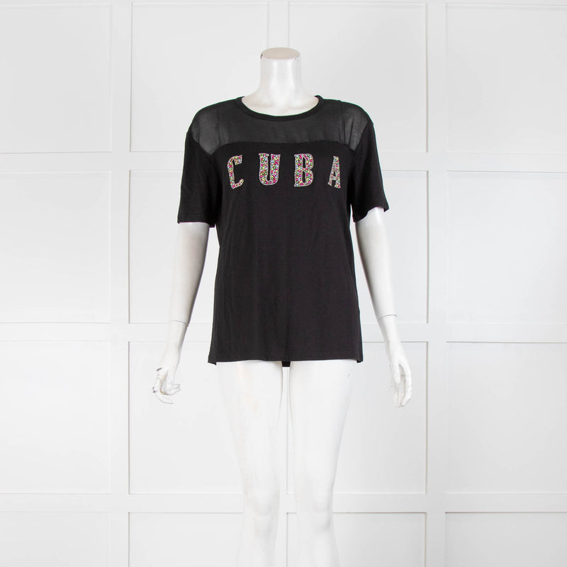 Sandro Black T shirt with  Cuba Logo