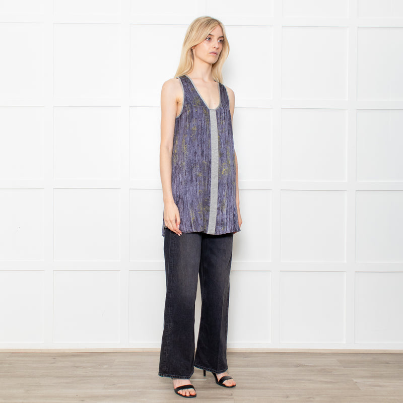 Rag & Bone Grey Bark Print Silk Button Down Tunic Mini Dress