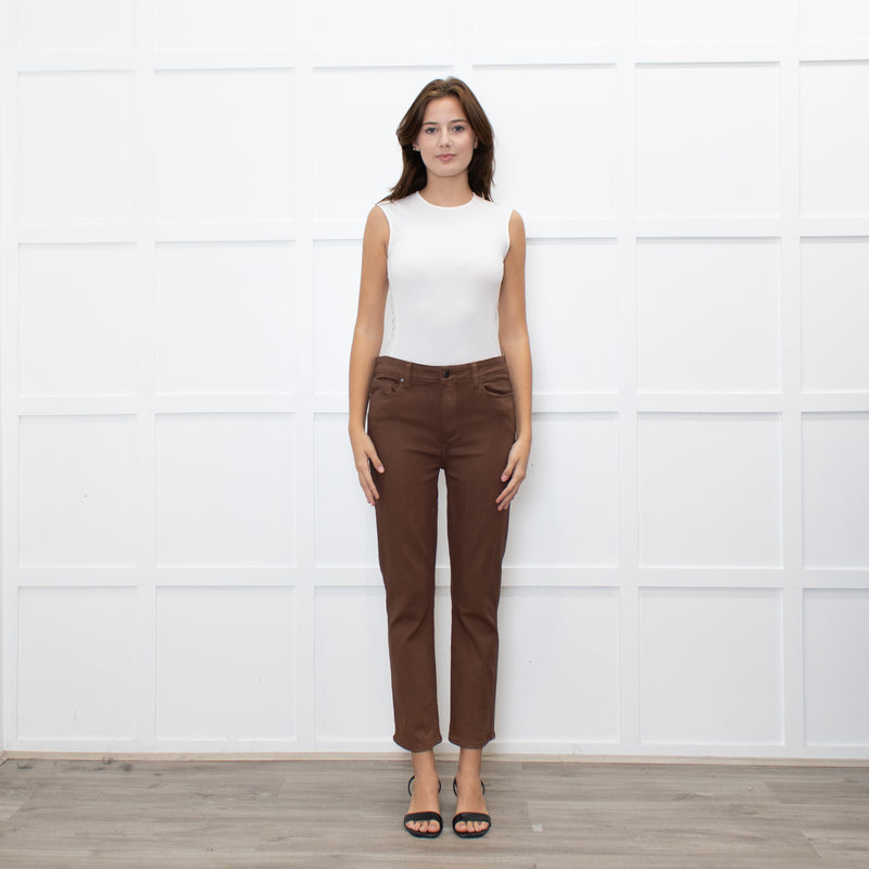 Paige Brown Coated Straight Leg Jeans