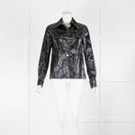 Rejina Pyo Black  Polyurethane Shirt with white stitching