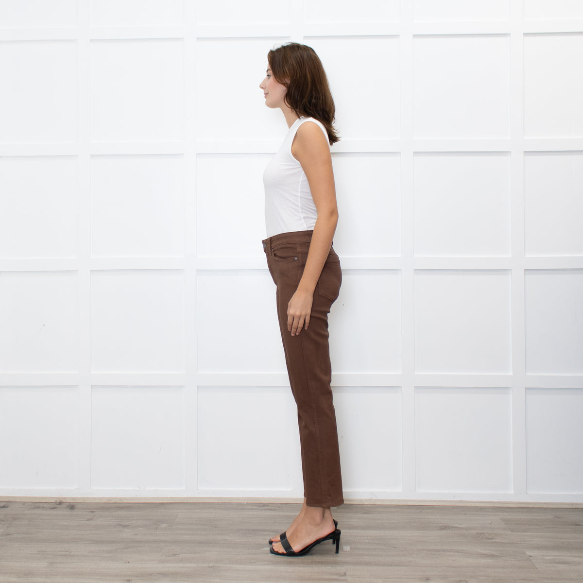 Paige Brown Coated Straight Leg Jeans