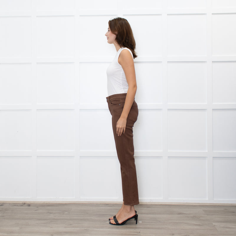 Paige Brown Coated Straight Leg Jeans
