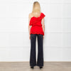 Melissa Odabash Red One Shoulder Cotton Crochet Edging Top