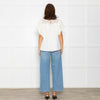 Wyse Cream Lace Trim Frill Sleeve Top