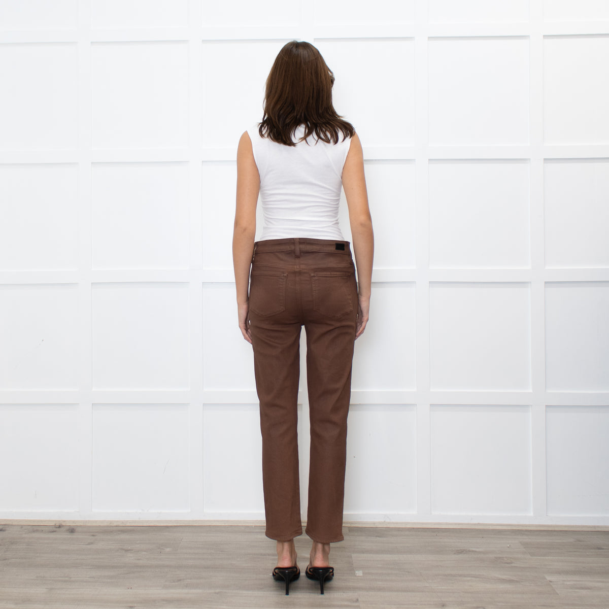 Paige Brown Coated Straight Leg Jeans