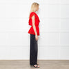Melissa Odabash Red One Shoulder Cotton Crochet Edging Top