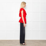 Melissa Odabash Red One Shoulder Cotton Crochet Edging Top