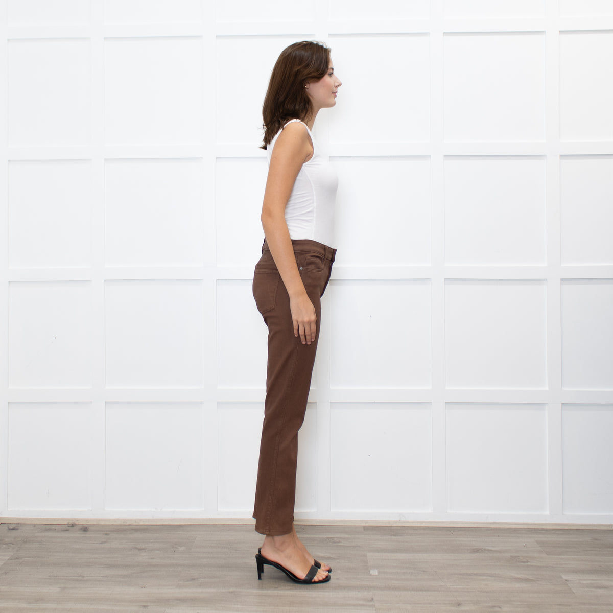 Paige Brown Coated Straight Leg Jeans