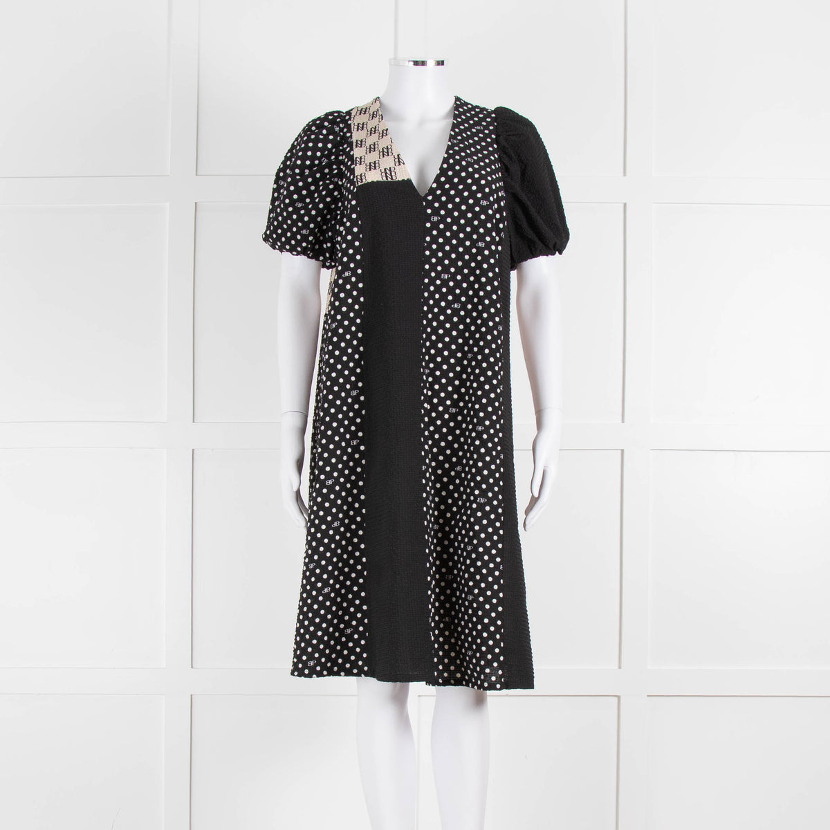 Baum Und Pferdgarten Black White Polka Dot Puff Sleeve Dress