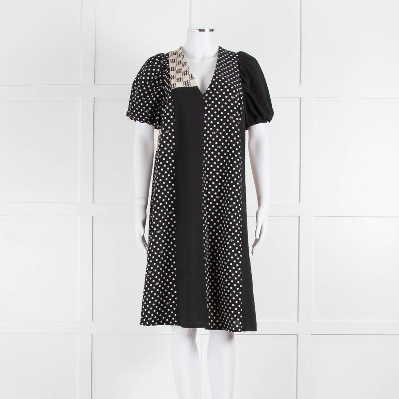 Baum Und Pferdgarten Black White Polka Dot Puff Sleeve Dress