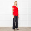 Melissa Odabash Red One Shoulder Cotton Crochet Edging Top