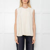 Bamford Pale Cream 100% Silk Tie Neck Sleeveless Top
