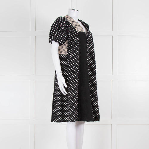 Baum Und Pferdgarten Black White Polka Dot Puff Sleeve Dress