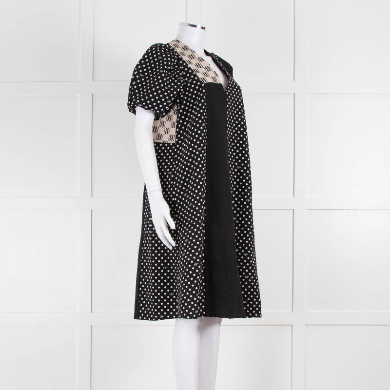 Baum Und Pferdgarten Black White Polka Dot Puff Sleeve Dress