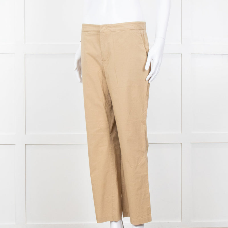 Twinset Beige Cotton Straight Leg Trousers