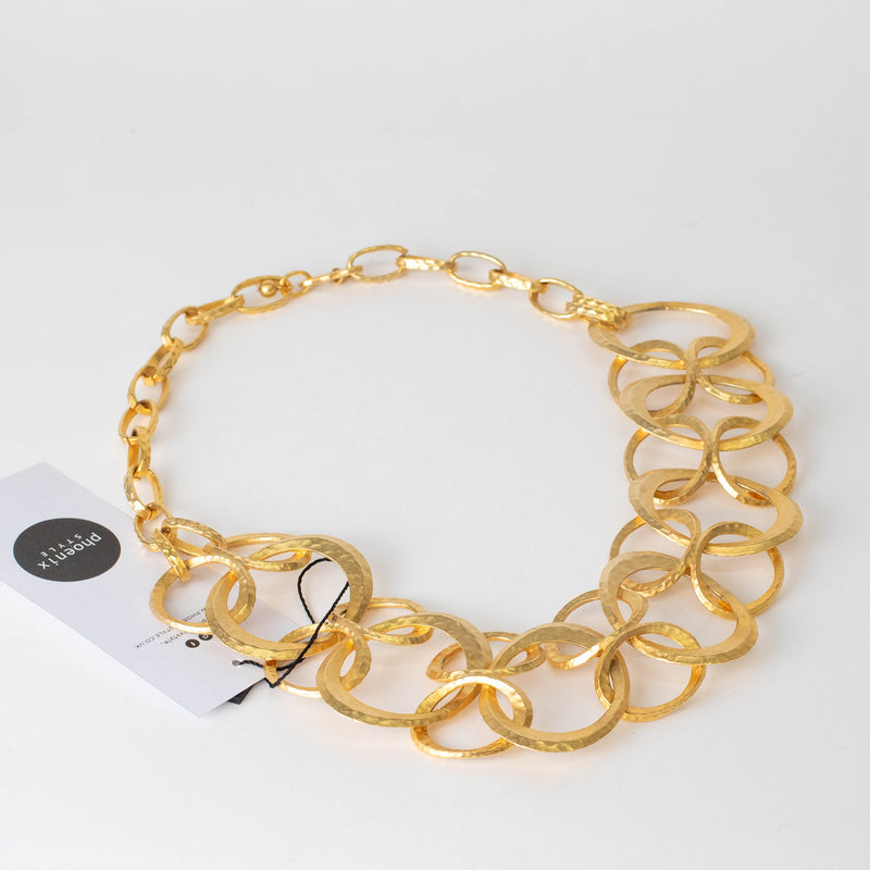 Kenneth Jay Lane Brushed Gold Chunky Ring Necklace