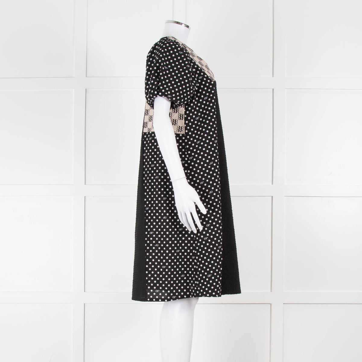 Baum Und Pferdgarten Black White Polka Dot Puff Sleeve Dress