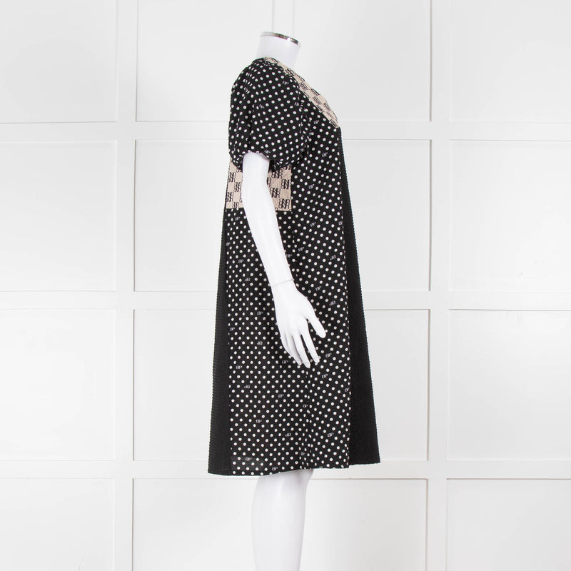 Baum Und Pferdgarten Black White Polka Dot Puff Sleeve Dress