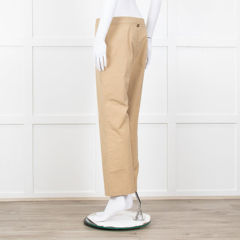 Twinset Beige Cotton Straight Leg Trousers