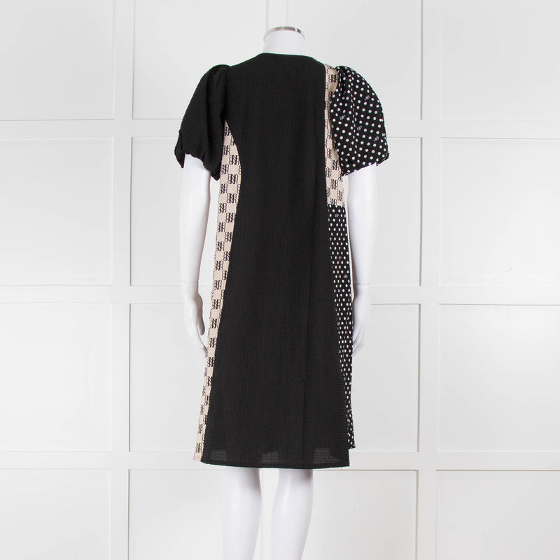 Baum Und Pferdgarten Black White Polka Dot Puff Sleeve Dress