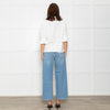 Wyse Cream Cotton Frill Trim Short Sleeve Top