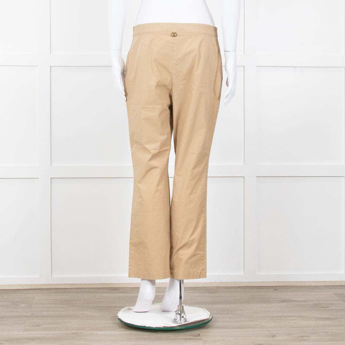 Twinset Beige Cotton Straight Leg Trousers