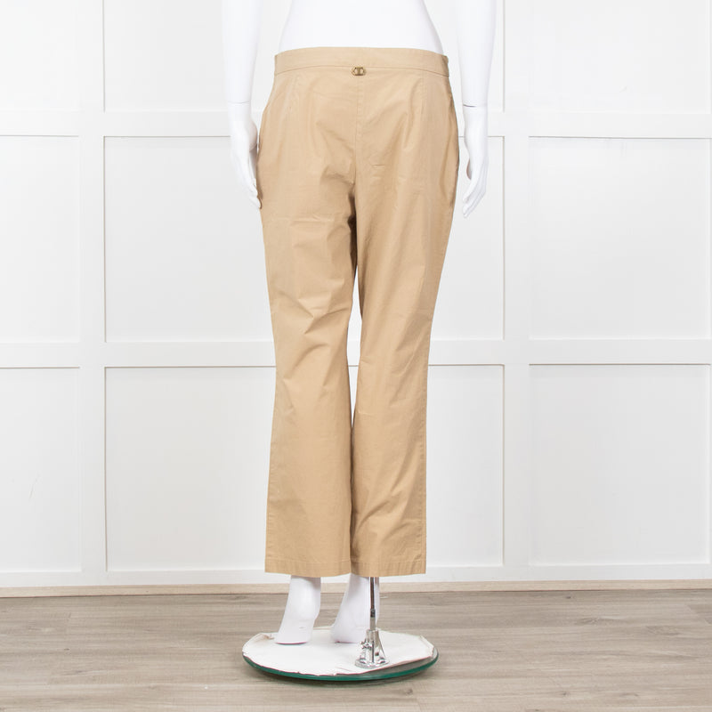 Twinset Beige Cotton Straight Leg Trousers