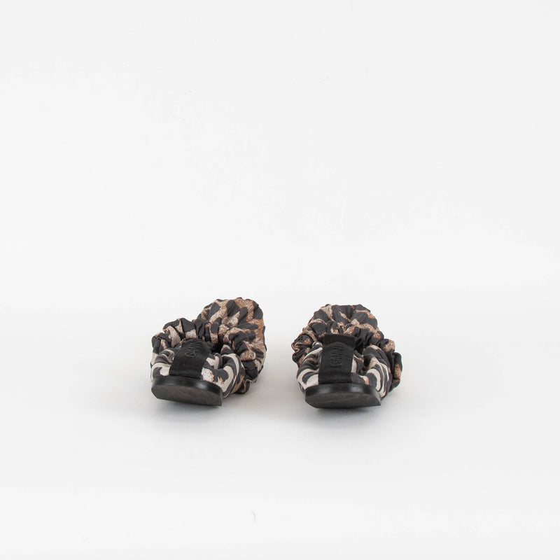 Ganni Brown Animal Fabric Print Scrunchie Pumps