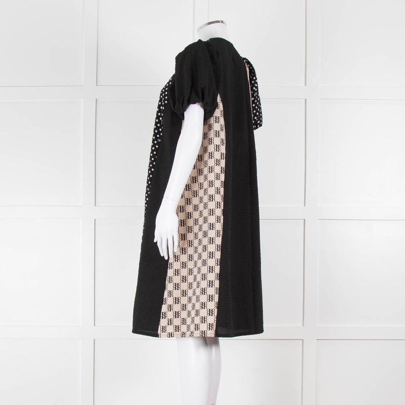 Baum Und Pferdgarten Black White Polka Dot Puff Sleeve Dress