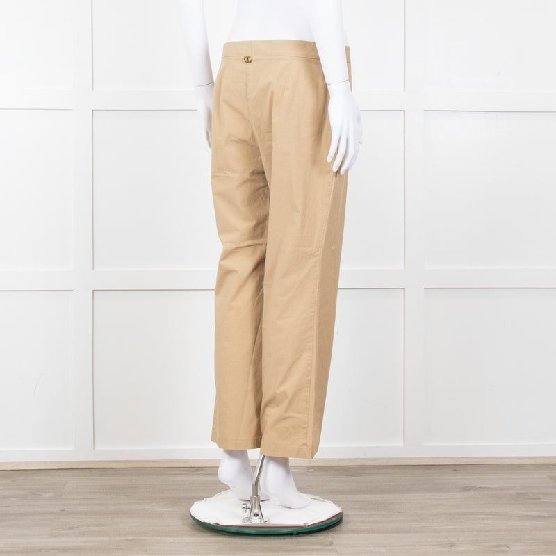 Twinset Beige Cotton Straight Leg Trousers