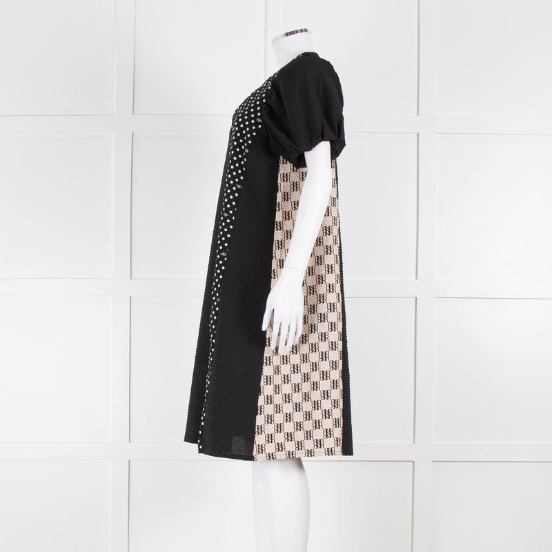 Baum Und Pferdgarten Black White Polka Dot Puff Sleeve Dress