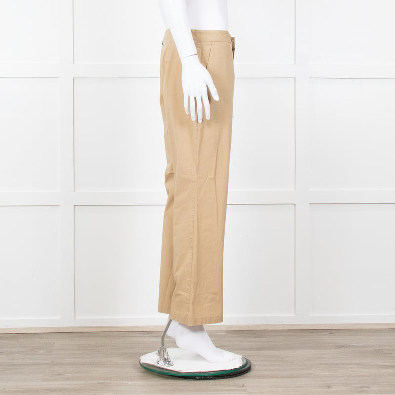 Twinset Beige Cotton Straight Leg Trousers
