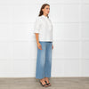 Wyse Cream Cotton Frill Trim Short Sleeve Top