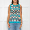 Missoni Turquoise Blue Cream Brown Knitted Sleeveless Top